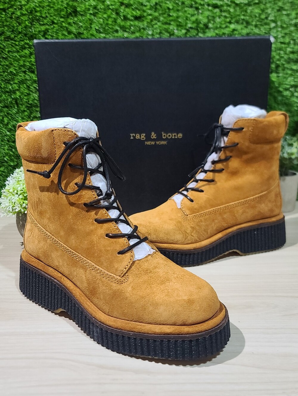 Rag & Bone Sloane Suede Lace-Up Boots / Cinnamon Suede US Women's 6.5 New
